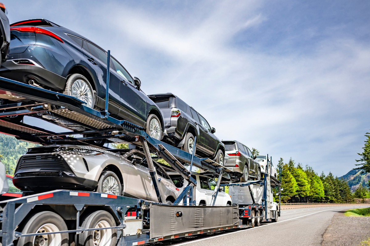 Industrial big rig car hauler semi truck tractor